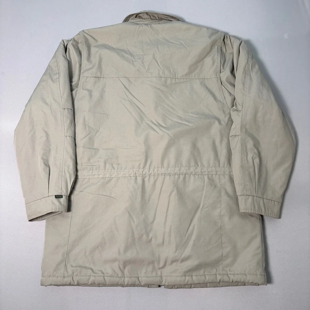 Towne by London Fog Mens Tan Khaki Quilted Lined Field Jacket Coat Size L
